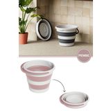 12den Katlanır Bebek Banyo Su Kovası, Saplı Oluklu Akordiyon Çok Amaçlı Kova Sepet 10 lt Pembe