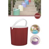 12den Kulplu Kapaklı Çok Amaçlı Kova 12 Lt, Un Bakliyat Deterjan Oyuncak Temizlik Kovası (25x25cm) Kırmızı