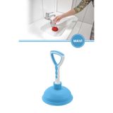 12den Vantuz Lavabo Pompası, Lavabo Küvet Gideri Tıkanık Açıcı El Pompası 11cm Mavi