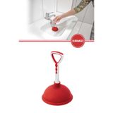 12den Vantuz Lavabo Pompası, Lavabo Küvet Gideri Tıkanık Açıcı El Pompası Büyük 13cm Kırmızı