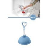 12den Vantuz Lavabo Pompası, Lavabo Küvet Gideri Tıkanık Açıcı El Pompası Büyük 13cm Mavi