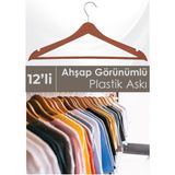12'li Ahşap Görünümlü Plastik Askı