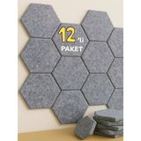 12'Li Akustik Panel Keçe Kendinden Yapışkanlı Duvar Kaplama Ses Isı Yalıtım Duvar Kaplama Gri 26X30 Cm