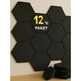 12'Li Akustik Panel Keçe Kendinden Yapışkanlı Duvar Kaplama Ses Isı Yalıtım Duvar Kaplama Siyah 26X30 Cm