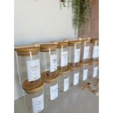12'li Bambu Kapak Cam Baharatlık Seti, 300 Ml, Ahşap Kaşık Hediyeli - Seçenek 1
