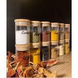 12'li Bambu Kapaklı Cam Baharatlık Seti, 180 Ml, Etiketli, Vakumlu ve Şık Tasarım - Seçenek 1