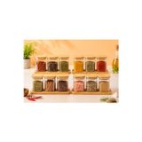 12'li Bambu Vakum Kapaklı Borosilikat Cam Baharatlık Bambu Altlıklı 250 Ml