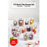 12'Li Barok Yuvarlak 2 Boy Kavanoz Seti & Saklama Kabi & Erzak Kabi 6*500 Ml,6*250 Ml)
