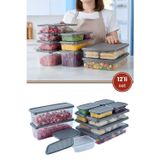 12’Li Buzdolabı Düzenleyici Set, Buzluk Derin Dondurucu Buzdolabı Saklama Kabı 12’Li Set (16 Litre)