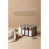 12'li Cam Baharatlık Seti, 120 Ml, Gümüş Kapak, Beyaz Etiket, Şık Tasarım - Seçenek 1