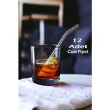 12li Cam Şeffaf Eğimli Pipet 16cm