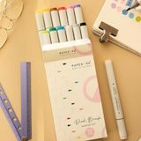 12'li Çift Uçlu Alkol Bazlı Marker Kalem Seti – Brush + Chisel - Çok Renkli