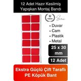 12'li Ekstra Güçlü Dayanıklı Çift Taraflı Hazır Kesilmiş Köpük Montaj Bandı Yapıştırma Ev Ofis