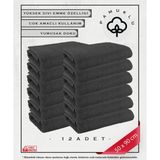 12'li Gri %100 Pamuk Havlu Yüz ve Fitness Havlu Seti - Hassas Ciltlere Özel 50*90 CM - 50 x 90 cm