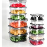 12'li Kare Sızdırmaz Saklama Kabı Seti - Düzenleyici Erzak Kabı 3X(275-500-850-1350)ML Antrasit