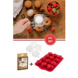 12'Li Karma Silikon Kek Kalıbı Ve Pasta Süsleme Şablonu, Kahve, Tatlı Şekillendirici Süsleme Aparatı İkili Set