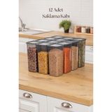12'li Kavanoz Seti & Saklama Kabı & Erzak Kabı 12x1900 Ml (20 Lı Etiket Hediyeli) AK0018