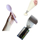 12'li Krema Torbası + Pembe Kaşık + Pasta Spatulası Seti