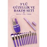 12’li Makyaj Fırça Seti Kaş Düzeltme Cihazı ve Tırnak Bakım Seti 3’lü Kadın Güzellik ve Kişisel Bakı