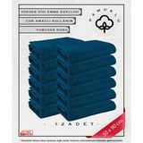 12'li Mavi %100 Pamuk Havlu Yüz ve Fitness Havlu Seti - Hassas Ciltlere Özel 12 Adet - 50 x 90 cm