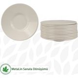 12li Metal Çay Tabağı LN1110 - Krem