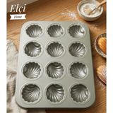 12'li Mini Kek Kalıbı - 12'li Deniz Kabuğu Desen Muffin & Cupcake Kalıbı - Elçi Home