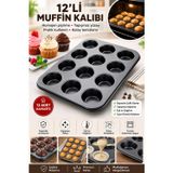 12'Li Muffin Kalıbı Yapışmaz Kek Ve Cupcake Kalıbı Fırın Tepsisi Ev Yapımı Muffin Kalıbı Metal Muffin Kalıbı Kek Kalıbı