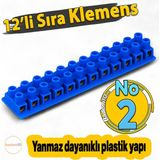 12'li No 2 Yanmaz Vidalı Pano Sıra Klemens Elektrik Bağlantı Klemensi Aparatı Vidalı Terminal Blok - Mavi