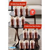 12'li Origami Cam Model Borosilikat Soğuk Kahve Kokteyl Meşrubat Bardak 300 Ml-12 Cam Pipet Hediye