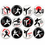 12'li Paket Karate Buzdolabı Mıknatısları, Kristal Cam Yuvarlak Buzdolabı Mıknatısları, Buzdolabı, Mutfak, Dolap için Manyetik Dekoratif Çıkartmalar, Beyaz Tahta, Karate Severler için Dövüş Sanatları