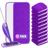 12'li Paket Yeniden Kullanılabilir Paspas Pedleri Swiffer Islak Jet Paspas ile Uyumlu - Mikrofiber Islak Pedler Dolum Yıkanabilir Paspas Pedleri Islak Kuru Paspas Bezleri Wetjet 12 inç Paspas için