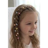 12'li Renkli Çiçekli Zirkon Taşlı Kız Çocuk Saç Boncuğu (Toka) Seti - Pastel Tonlar