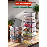 12'Li Set Dikdörtgen Mikrodalga & Difriz Uyumlu Saklama Kabı X4 0,75 Lt/1 Lt/1,5 Lt OPH-001067