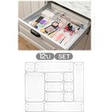 12'li Set Modüler Çekmece Içi Düzenleyici, Banyo Makyaj - Takı Düzenleyici - Ofis Masaüstü Organizer - Beyaz