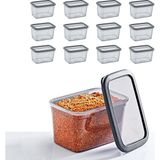 12'li Set Skali Dikdörtgen Saklama Kabı Antrasit 1210 ml