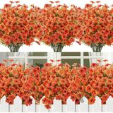 12Li Set Yapay Çiçek Sazlı Mine Turuncu Renk 5 Dallı 33Cm