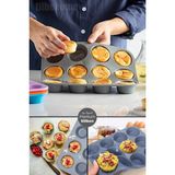 12'li Silikon Muffin Kalıbı Kurabiye Tatlı Cupcake Kek Kalıbı Yapışmaz Gıdaya Uygun Pişirme Kapsülü - Yanmaz Yapışmaz - Gri