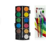 12'li Sulu Boya (Büyük Tablet)+ 4'lü Sulu Boya Fırçası