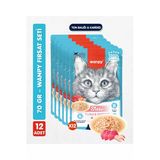 12li Yetişkin Kedi Yaş Maması Ton Balığı & Karides Premium Kalite 12 x 70 gr
