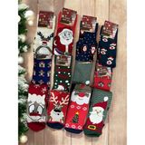 12'li Yılbaşı Temalı Unisex Pamuklu Çorap Seti - One Size (Standart Beden) - 36 - 44 - Kırmızı