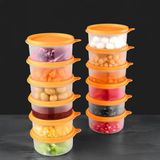 12'li Yuvarlak Gıda Saklama Kabı Seti - Organizer Düzenleyici Erzak Kabı 12X250ML Turuncu