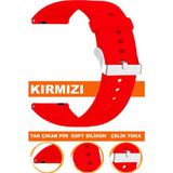 12mm-14mm-16mm-18mm-20mm-22mm-24mm saatlerle uyumlu soft silikon saat kordonu kayışı a72-kırmızı - 18 mm