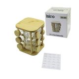 12PCS KARE DÖNER STANDLI CAM - BAMBU KAPAK TUZLUK - BAHARATLIK BAMBU STAND (4604)