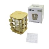 12PCS KARE DÖNER STANDLI CAM - BAMBU KAPAK TUZLUK - BAHARATLIK BAMBU STAND (5264)