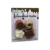 12PCS RENKLİ SİLİKON MUFFİN - KEK KALIP MİX ŞEKİL= 3-DİKDÖRTGEN - 3-YUVARLAK - 3-RÜZGAR GÜLÜ - 3-YILDIZ (5264)