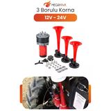 12V 24V Korna Seti Kompresörlü 3 Borulu Korna Havalı Korna Yüksek Ses