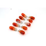 12v 5w Dipsiz T10 Ampul Turuncu Boyalı Amber Cam 10 Adet