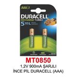 1,2V 900Ma Şarjlı İnce Pil Duracell (Aaa)