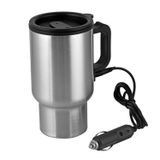 12V Araba Isıtma Kupası Araba Isıtmalı Kupa, 450 ml Paslanmaz Çelik Seyahat Elektrikli Kahve Fincanı 14 oz. Yalıtımlı Isıtmalı Termos Kupa