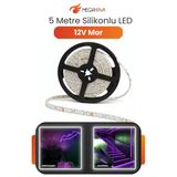 12V Dış Mekan M/60 2835 Mor Led Şerit – 5 Metre, Kesilebilir Ve Eklenebilir